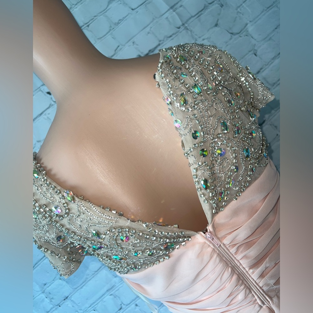 Jodi Kristopher Light Pink & Silver Bedazzled Formal Dress size 7 - Picture 8 of 10